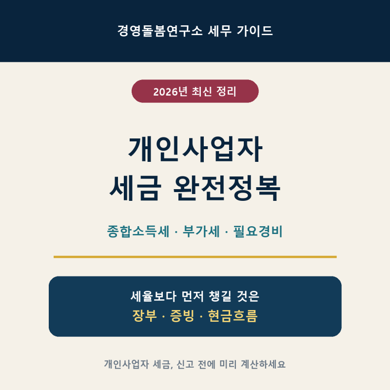 2026년 개인사업자 세금 완전정복｜종합소득세·부가세·필요경비 한 번에 정리