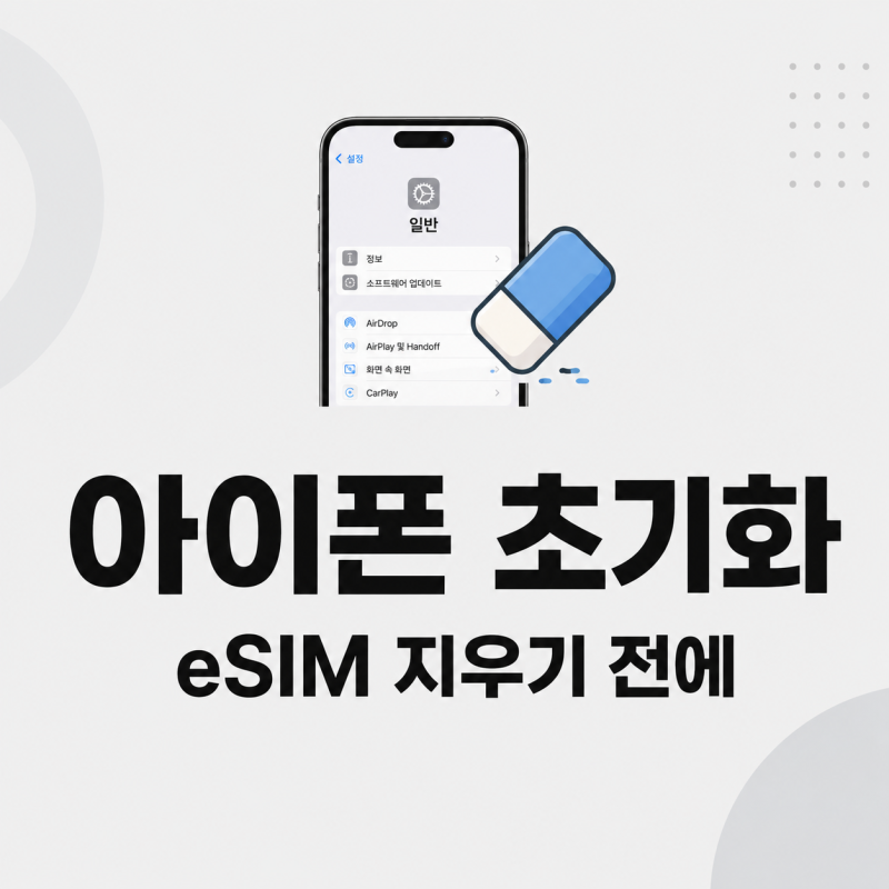 "eSIM 지우면 다시 개통해야 합니다" 아이폰 초기화 방법 순서