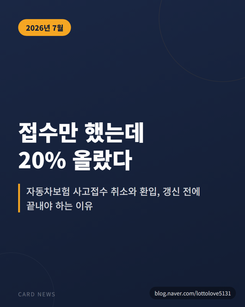"200만원 아래인데 20% 올랐다" 자동차보험 사고접수 취소와 환입 2026 — 갱신 전에 끝내야 하....
