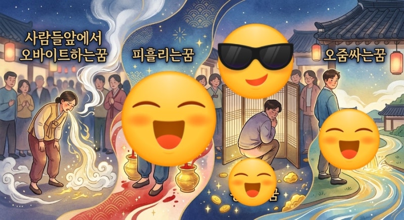사람들 앞에서 오바이트 대변 소변 피 흘리는 꿈 망신일까 길몽일까 꿈해몽 총정리