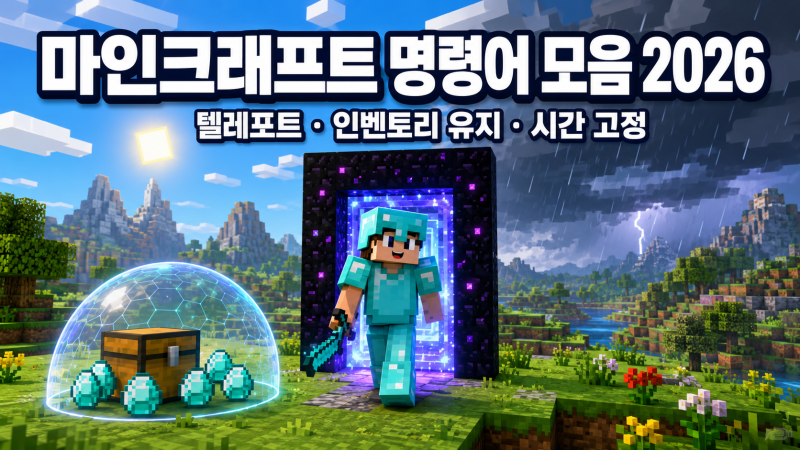 마인크래프트 명령어 모음 2026｜텔레포트·인벤토리 유지·시간 고정까지