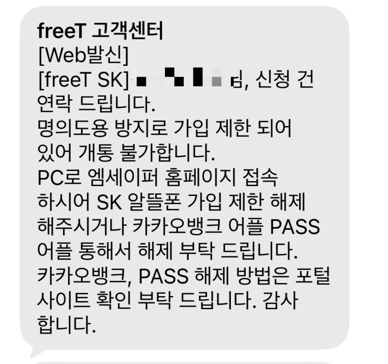 [나의 소비+사용 기록]프리티 알뜰폰_free T SKT가입 _eSIM개통후기(명의도용방지해제하는법!)