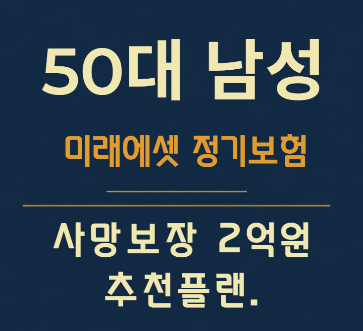 50대 50세 남성 정기보험 준비 미래에셋 사망보험금 2억 준비 플랜