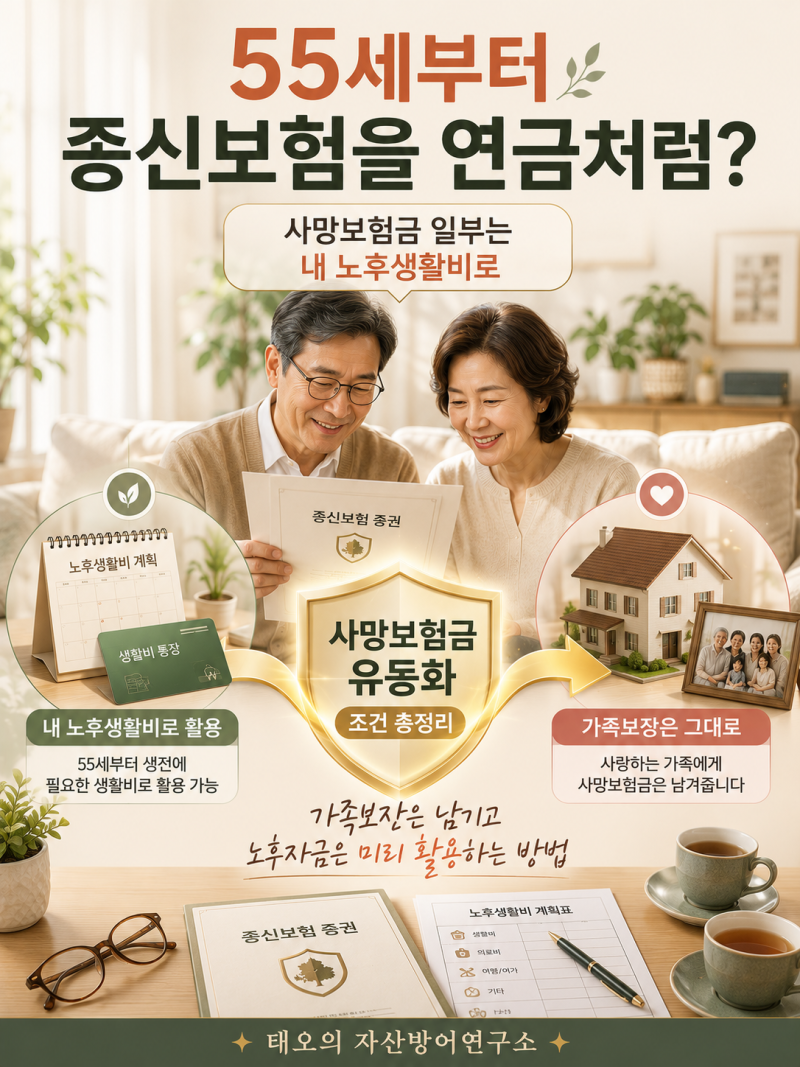 55세부터 종신보험을 연금으로? 사망보험금 유동화 조건 총정리