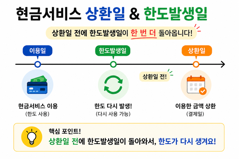 국민카드 현금서비스 결제일, 한도발생일, 신용점수 영향, 대안상품까지