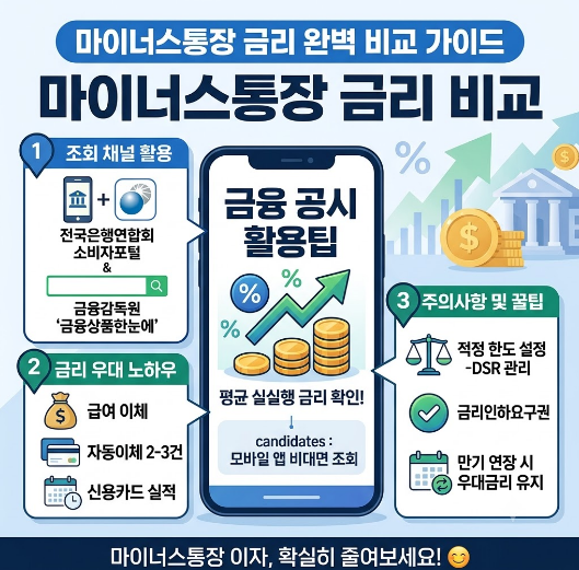 시중은행 마이너스통장 금리 비교 사이트 활용 팁 및 이자 절감 전략
