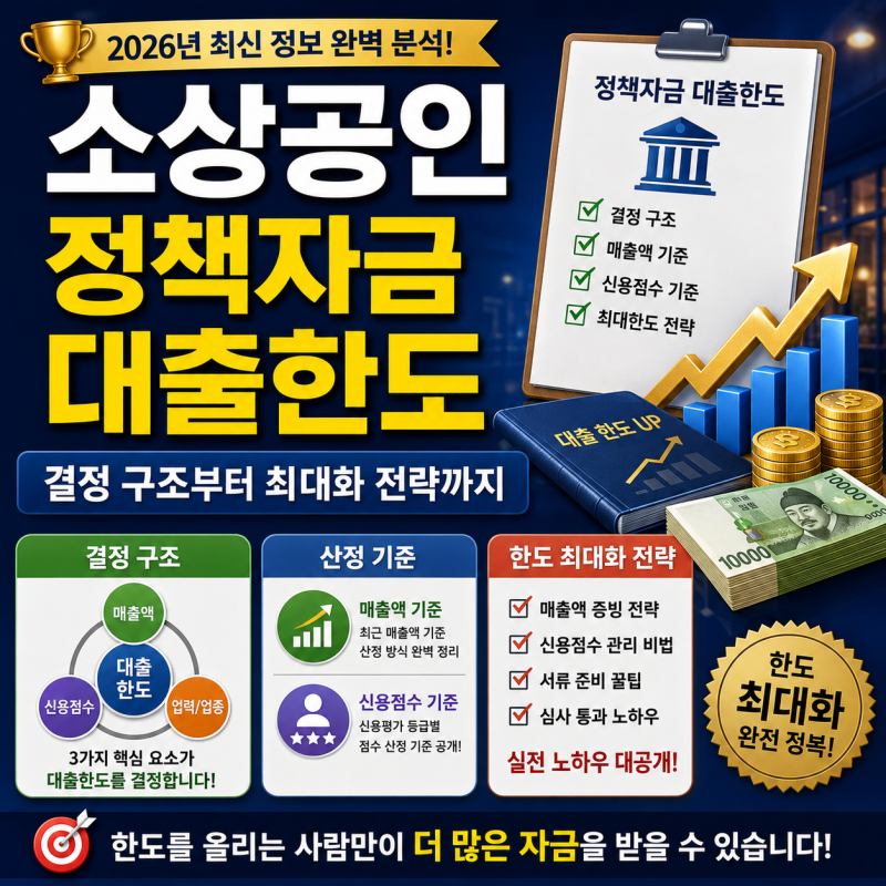 [경제 실무 백서] '소상공인 정책자금 대출한도' 결정 구조, 매출액·신용점수 산정 기준, 그....