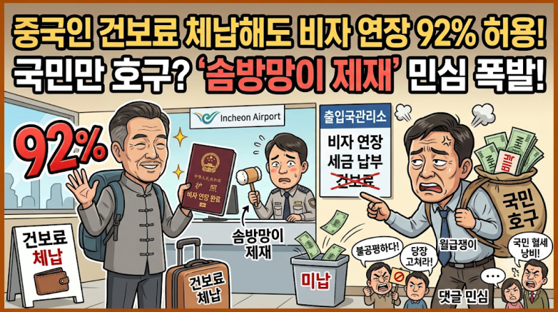외국인 건보료 체납에도 비자 연장 92% 허용? 국민만 호구 만든 '솜방망이 제재' 댓글 민심 완....