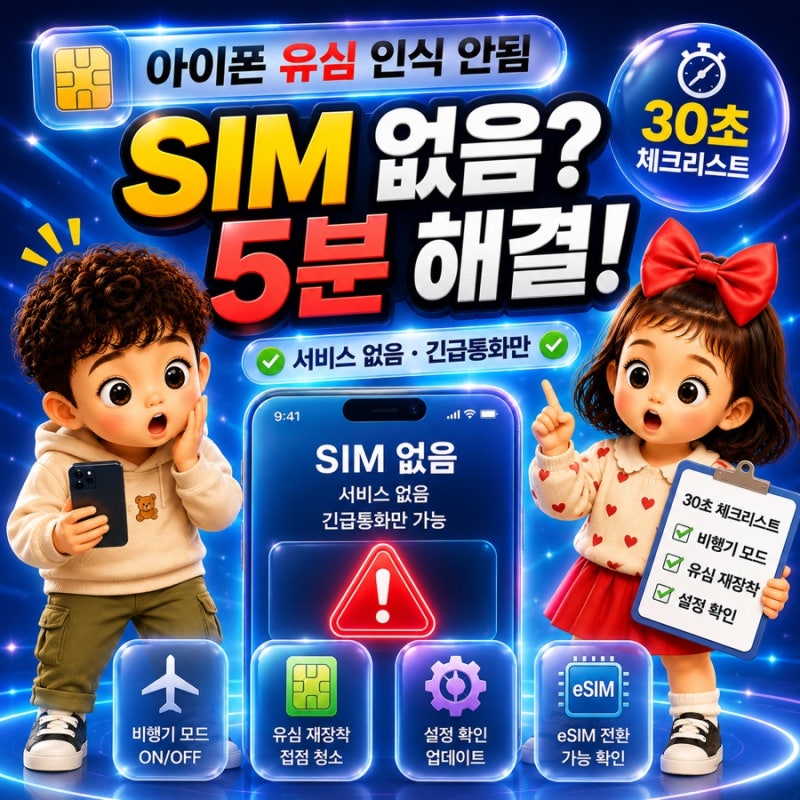아이폰 유심 인식 안됨 해결 방법! SIM 없음·서비스 없음까지 해결했어