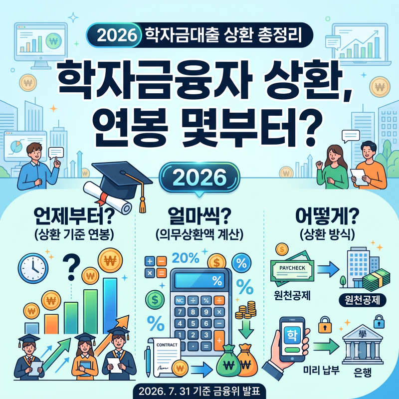 학자금대출 상환, 연봉 얼마부터 갚나요? 의무상환액 계산법·원천공제 총정리 (2026)