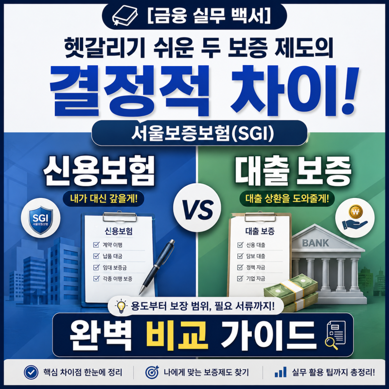 [금융 실무 백서] 헷갈리기 쉬운 두 보증 제도의 결정적 차이! 서울보증보험(SGI) '신용보험'과....