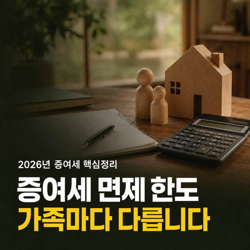 2026년 증여세 면제 한도, 가족 관계별로 완전히 다릅니다