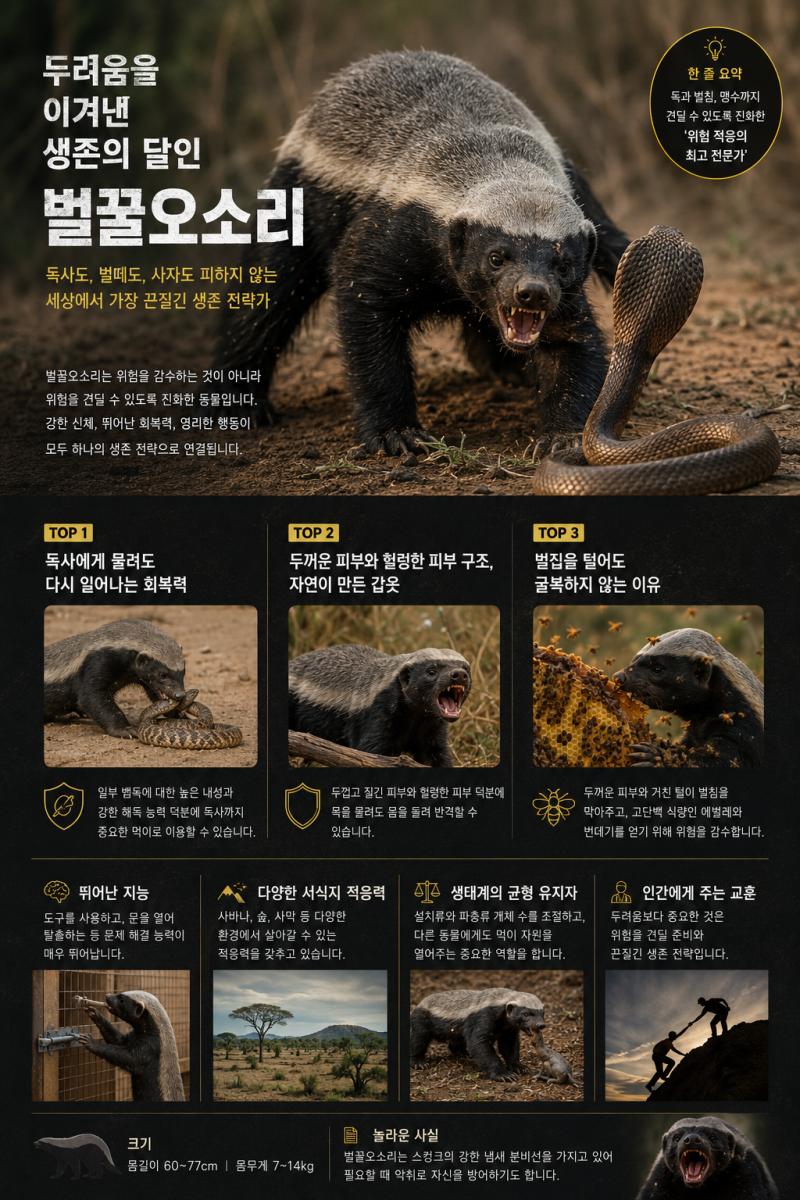 벌꿀오소리 - 세상에서 가장 무모한 동물은 왜 끝까지 싸울까? | 동물 탐구 [15/100]
