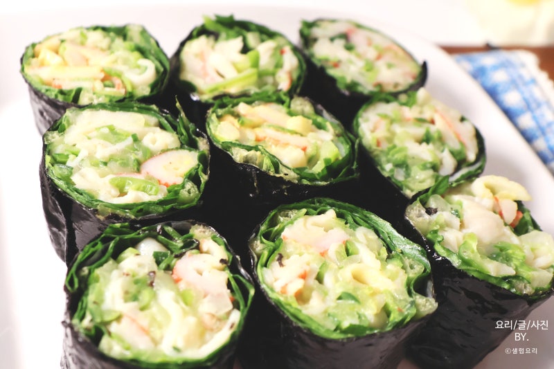 불과 밥 없이 만드는 오이크래미 김밥 레시피 맛있는 저탄수 오이 크래미샐러드 김밥 만드는....