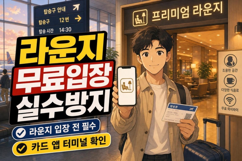 해외여행 공항 라운지 이용 방법: 무료입장부터 터미널 선택까지 출국 전 실수 줄이는 가이....