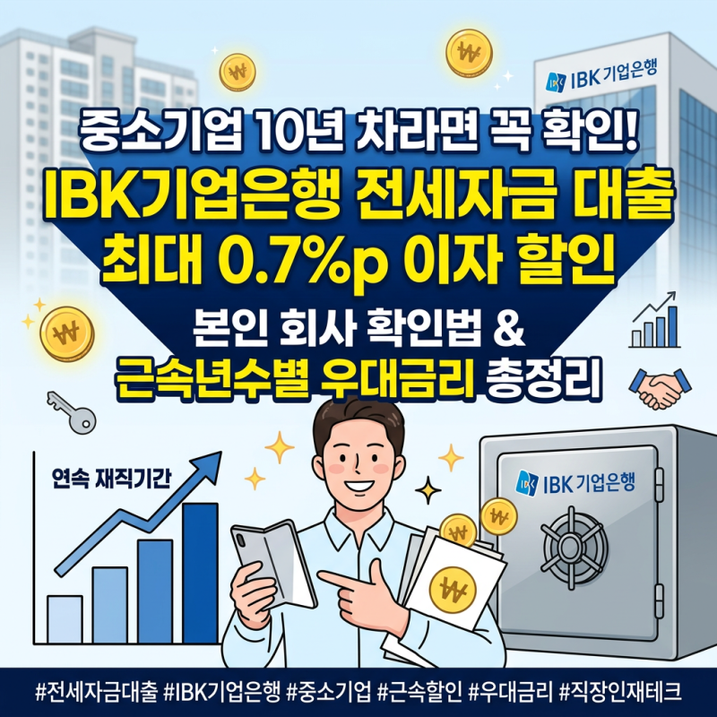 중소기업 10년 차라면 꼭 확인! IBK기업은행 전세자금 대출 최대 0.7% 이자 할인 받는 법