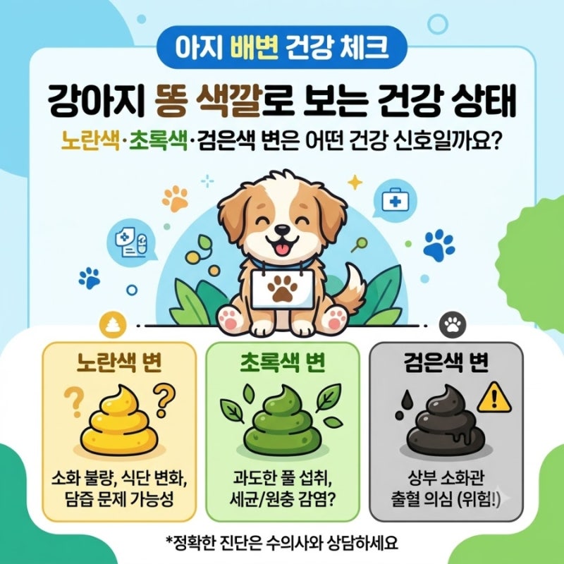 아지 배변 건강 체크강아지 똥 색깔로 보는 건강 상태 노란색·초록색·검은색 변은 어떤 건....