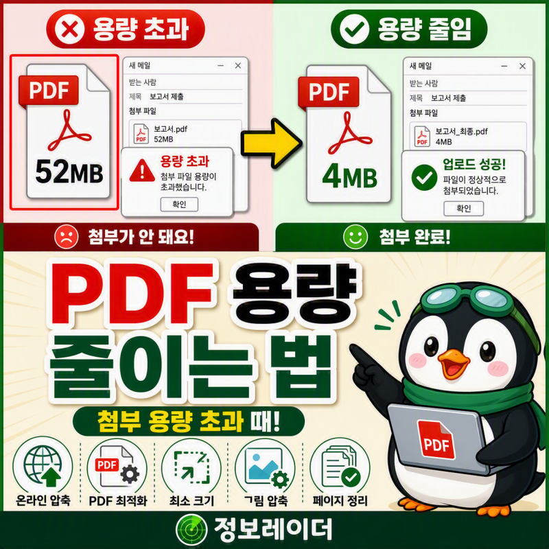 PDF 용량 줄이는 방법 5가지 (첨부 용량 초과 해결)