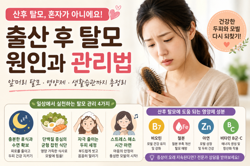 산후 탈모 원인과 영양제ㅣ효과적인 탈모 관리 방법