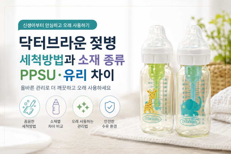 닥터브라운 젖병 종류 세척법과 PP PPSU 유리 차이점 관리 소독 방법