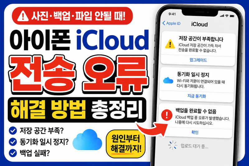 아이폰 iCloud 전송 오류 해결 방법 사진·파일·백업이 안 될 때