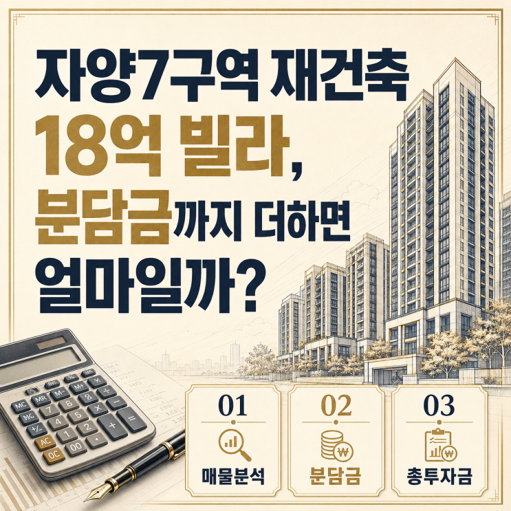 [재건축] 자양7구역 재건축 18억 빌라, 분담금까지 더하면 얼마일까?