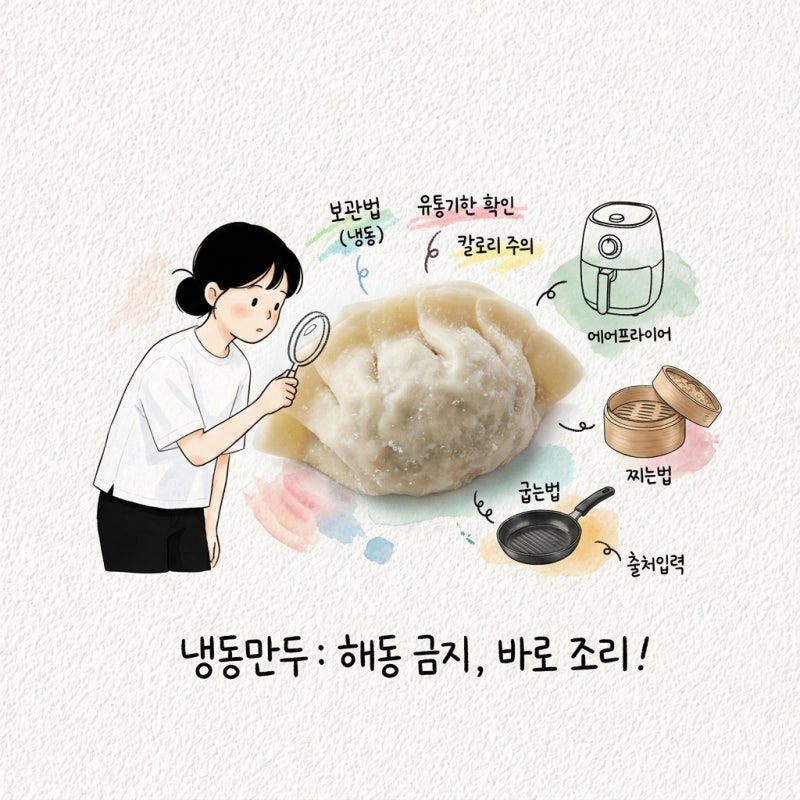 냉동만두는 해동하면 터지니 굽는법 에어프라이어 찌는법이 갈립니다, 보관법 유통기한 칼....