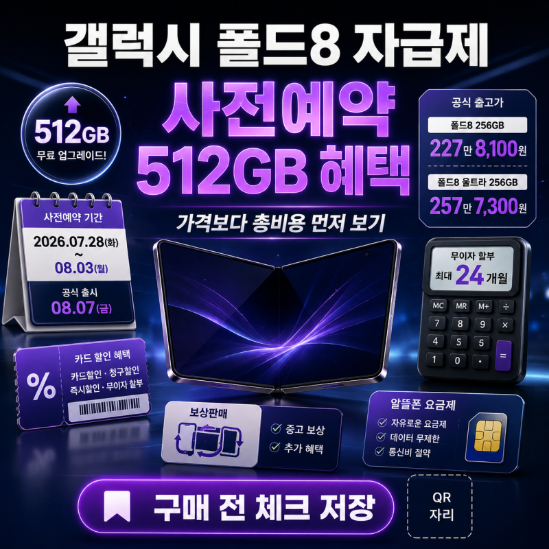 갤럭시 폴드8 자급제 사전예약 가격 512GB 혜택과 구매 전 확인사항