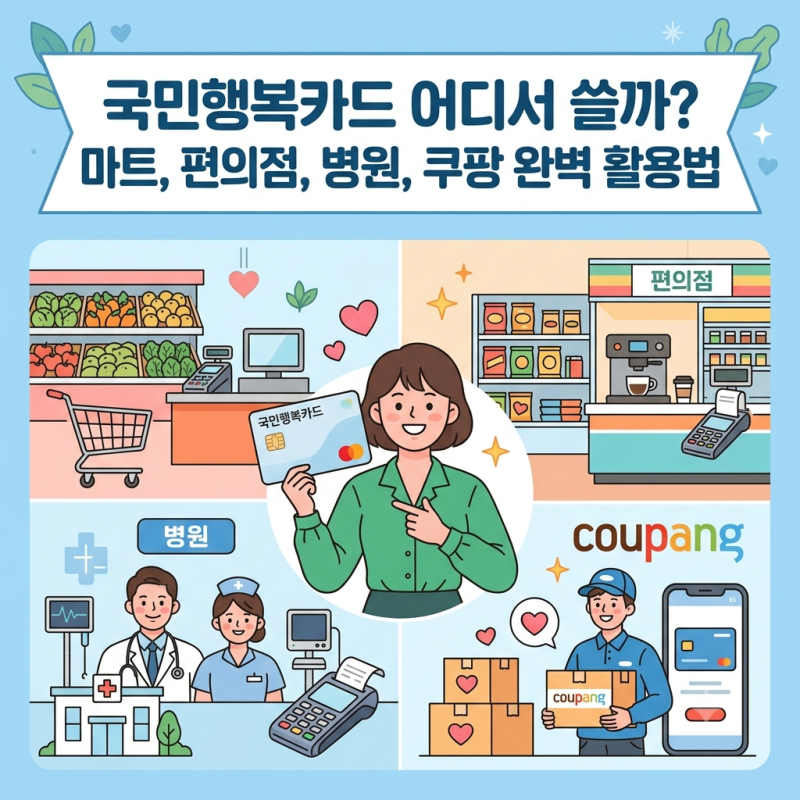 국민행복카드 사용처 총정리 쿠팡 대형마트 편의점 병원 결제 방법
