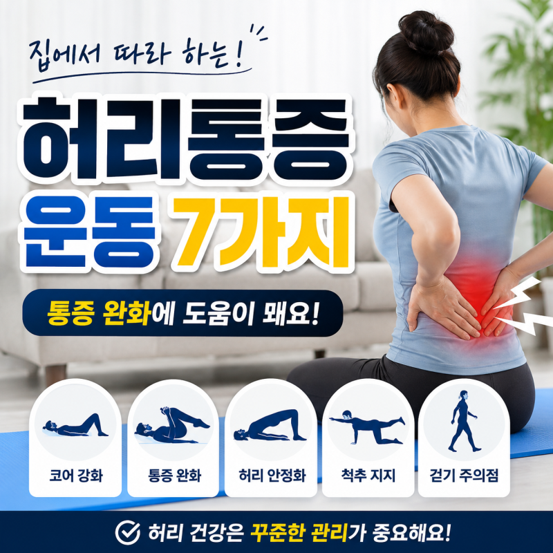 허리통증 운동, 집에서 따라 하는 통증 완화 운동 7가지