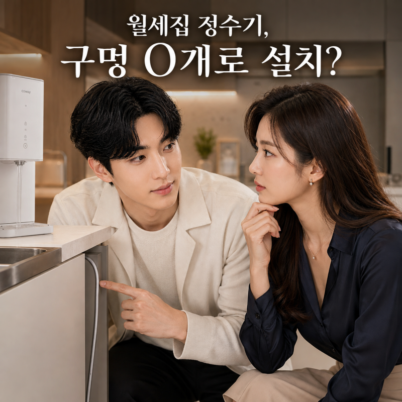 코웨이 정수기 타공 없이 설치, 월세집 싱크대에 구멍 안 내고도 가능할까요?
