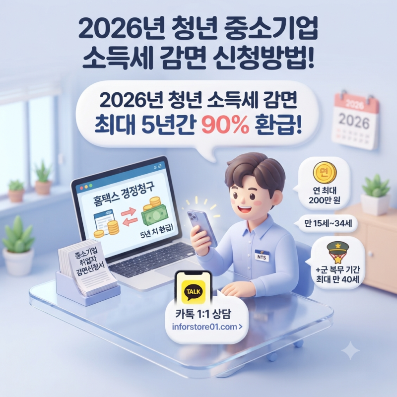 2026년 청년 중소기업 소득세 감면 신청방법과 홈택스 경정청구, 이직 후 놓친 세금 환급받으....