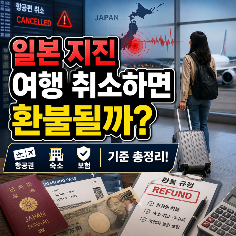 일본 지진으로 여행 취소하면 환불될까｜항공권 숙소 여행자보험 기준