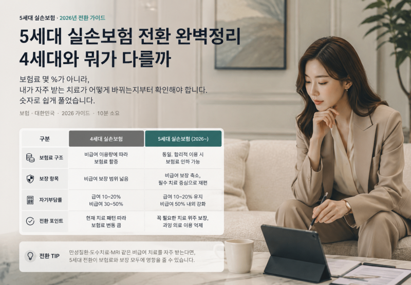 5세대 실손보험 전환 완벽정리, 4세대와 뭐가 다를까