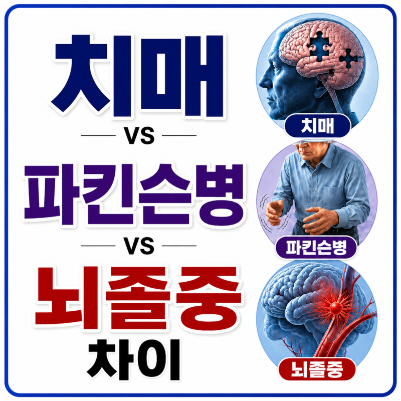 치매와 파킨슨병 차이, 초기증상부터 뇌졸중(중풍)과의 차이까지(관리방법)