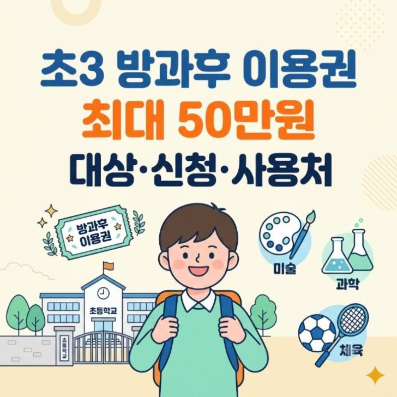 2026 초3 방과후 이용권 최대 50만원대상·신청·사용처