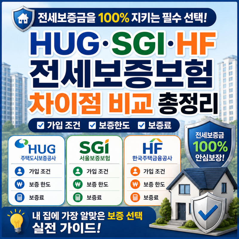 [부동산 실무 백서] 전세보증금 지키기의 삼국지! 'HUG·SGI·HF 전세보증보험 차이점 비교 총정....
