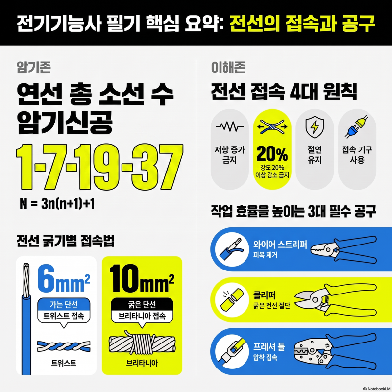 [전기기능사 필기 13편] 3과목 전기설비 본격 정복! 전선 접속 4대 원칙, 연선 가닥수, 필수 공....