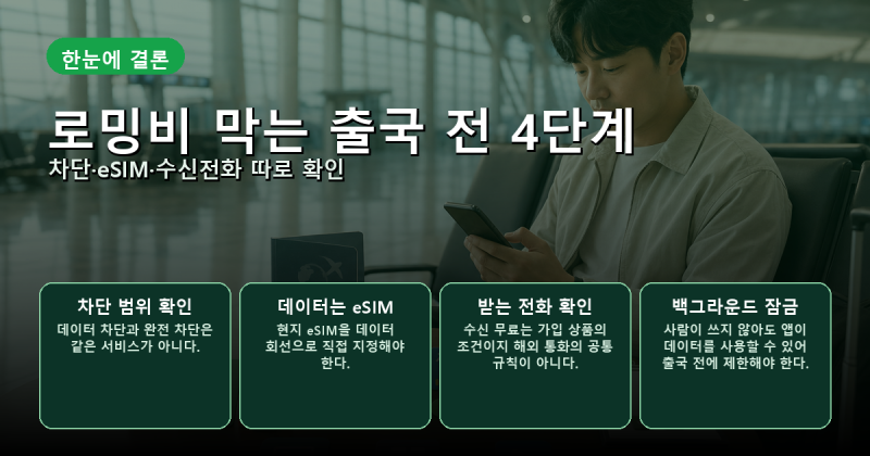 해외 로밍 요금 폭탄 차단, 데이터로밍·eSIM·수신 통화 4단계