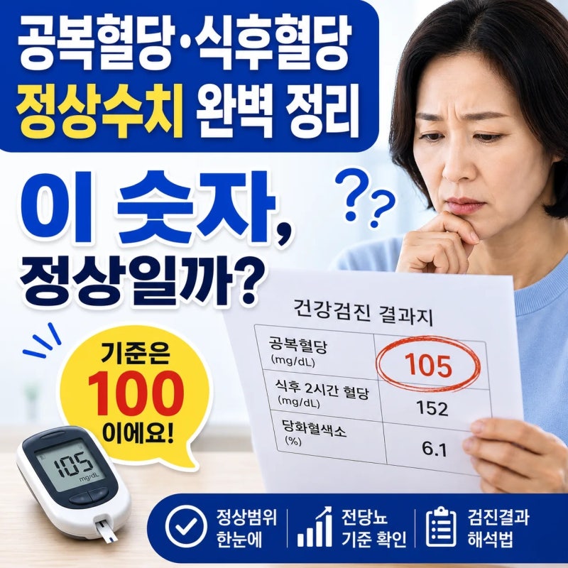 공복혈당 수치·식후혈당 수치 정상범위 총정리｜전당뇨 기준까지 한 번에 확인하세요