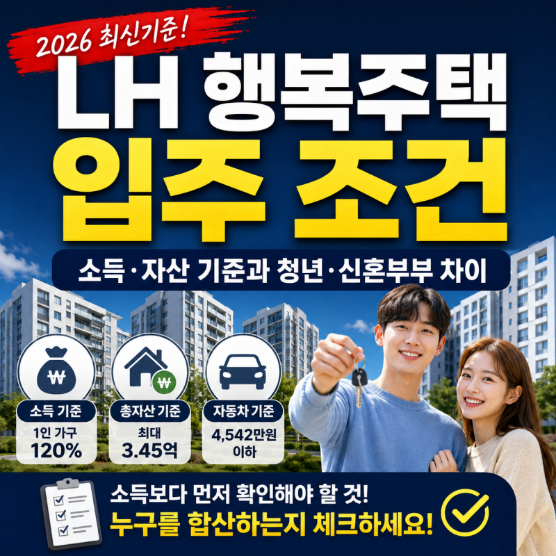 LH 행복주택 입주 조건｜2026 소득·자산 기준과 청년·신혼부부 차이