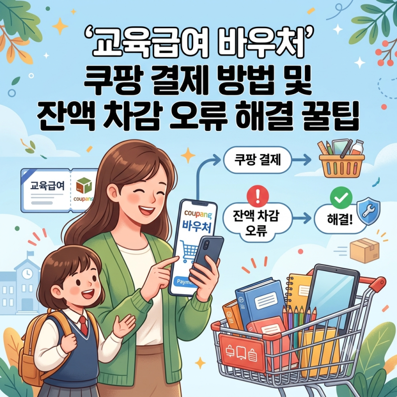 '교육급여 바우처' 쿠팡 결제 방법 및 잔액 차감 오류 해결 꿀팁
