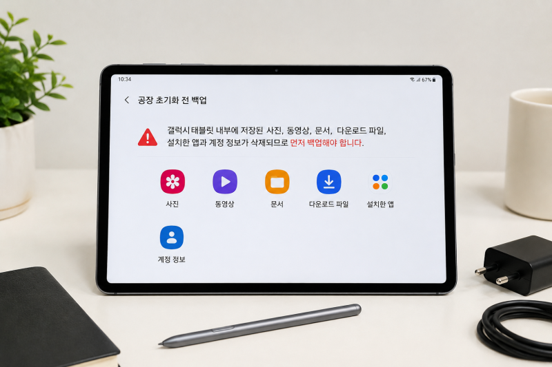 갤럭시탭 초기화 방법, 공장 초기화 전 백업·구글락 확인 순서