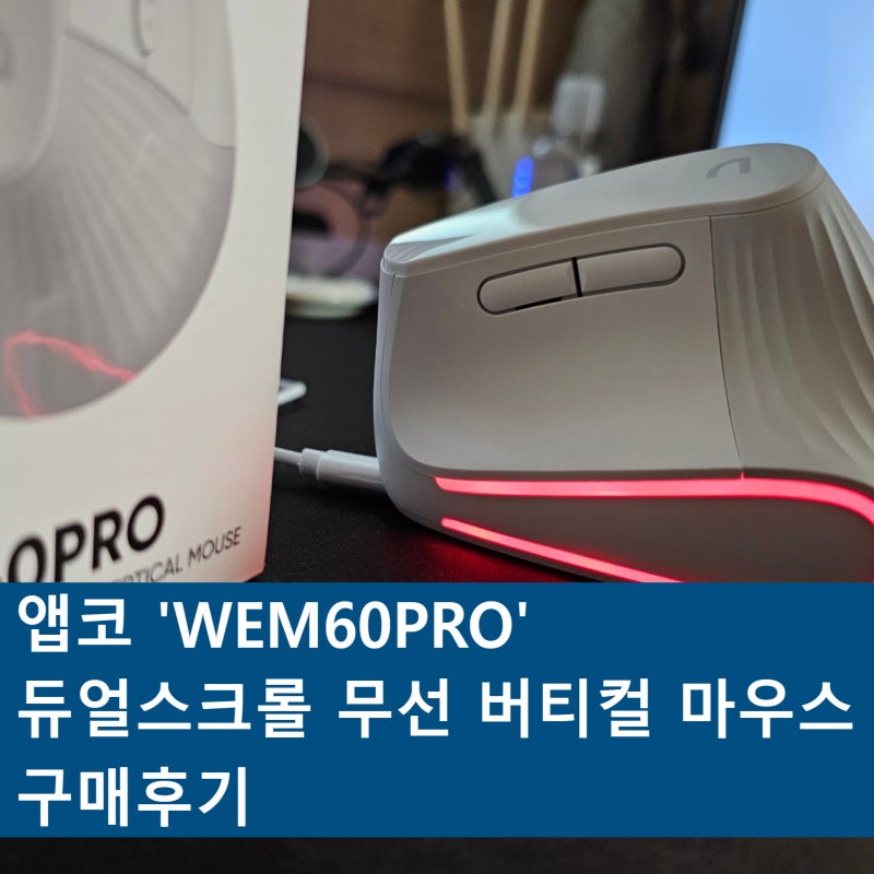 앱코 WEM60PRO 듀얼스크롤 무선 버티컬 마우스 구매후기/ 무선마우스, 충전식 마우스