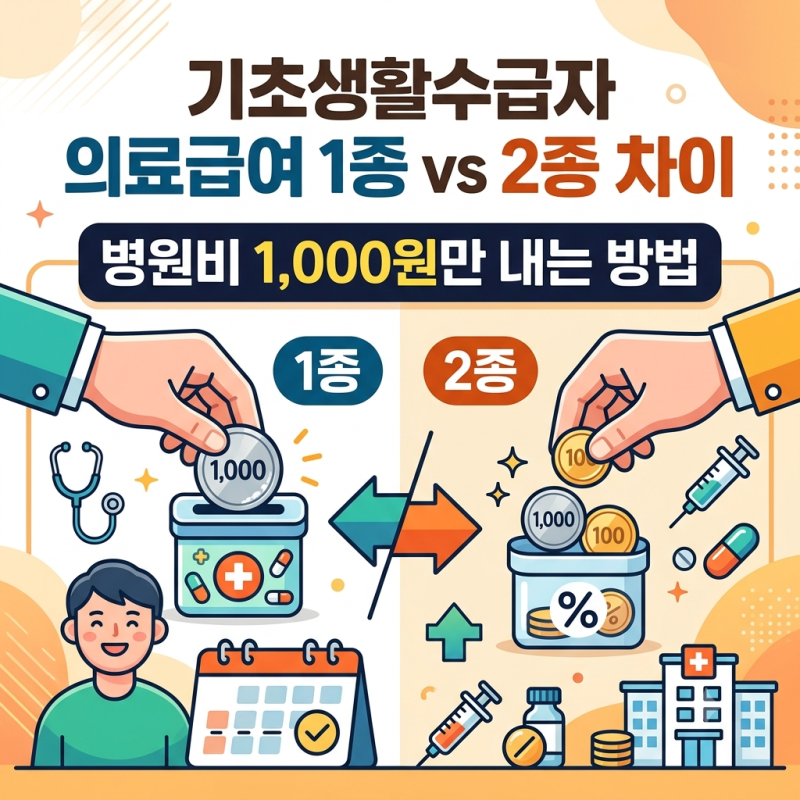 '기초생활수급자 의료급여' 1종·2종 차이 총정리 (병원비 1,000원만 내는 방법)