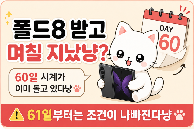 폴드8 수리비 73만원 60일 지나면 보험 가입 못 한다냥