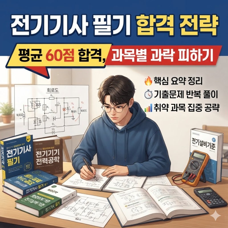 전기기사 필기 합격률 20% 벽 넘기: 과목별 과락 피하고 한 번에 붙는 기출 전략