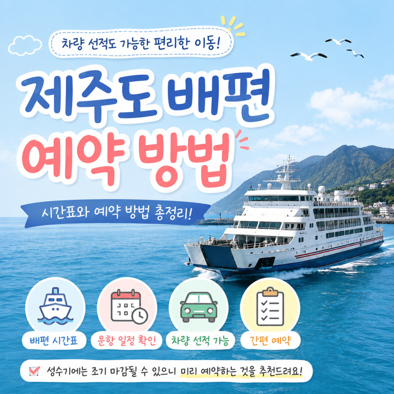 제주도 배편 예약 총정리! 완도 제주 배편 시간표와 예약 방법 한눈에