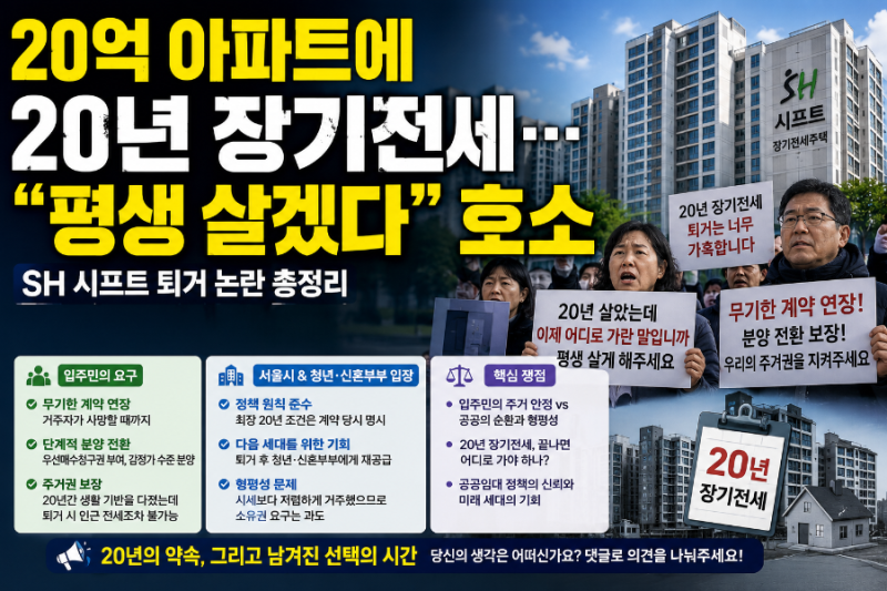 20억 아파트에 20년 장기전세… “평생 살겠다” 호소