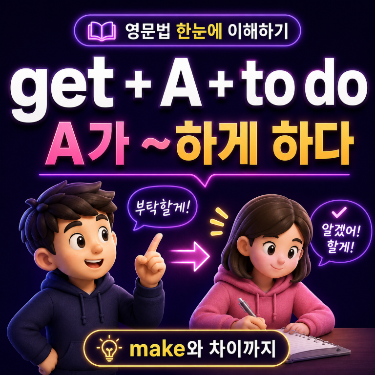 get 목적어 to부정사 뜻｜A가 ~하게 하다, make와 차이